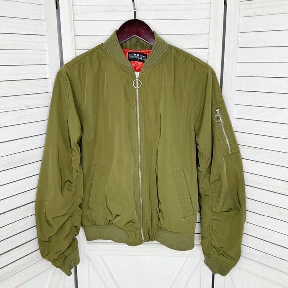 Cotton On The Bomber Jacket Green 8 Military Flight - Picture 8 of 15